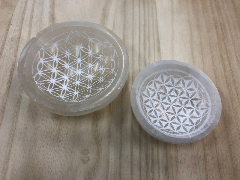 Cuenco selenita grabado Flor de la vida Cuenco selenita grabado Flor de la vida